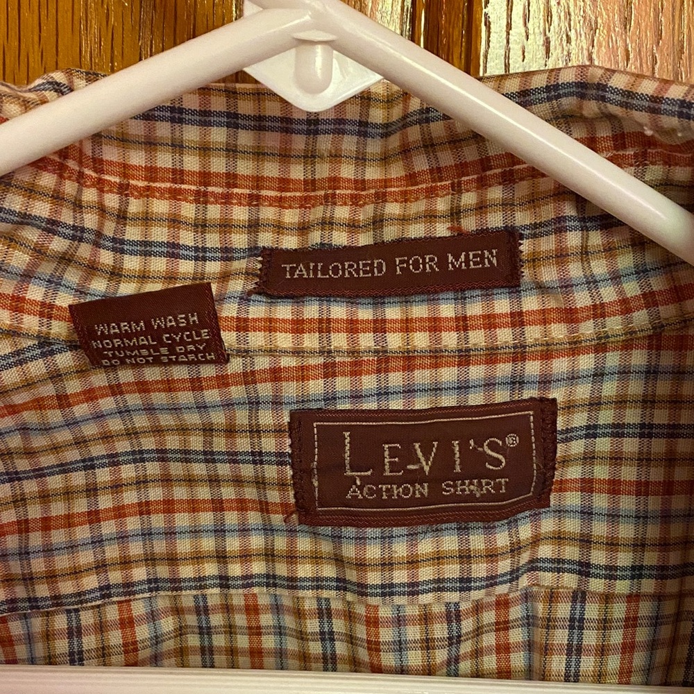 Levi's Men's Checkered Button Down Shirt - Brown and White - Picture 2 of 7